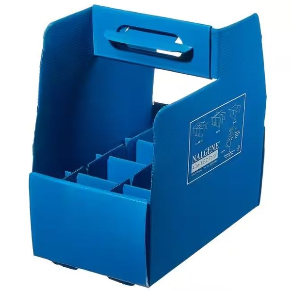 Nalgene Thermo Scientific Transportbehälter, 4-in-1 EZ Tote Tragekorb; aus gewelltem Kunststoff, blau, 4 St/Pkg