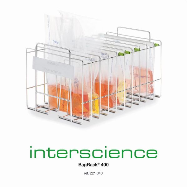 Interscience BagRack 400, Storage racks for 10 bags 400 ml, stainless steel (35,5 x 20,5 x 20 cm), 1 pc/PAK