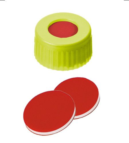 Altmann Analytik ND9 PP Short Thread Cap, yellow, 1,0mm, PTFE red/Silicone white/PTFE red, 1000/pac