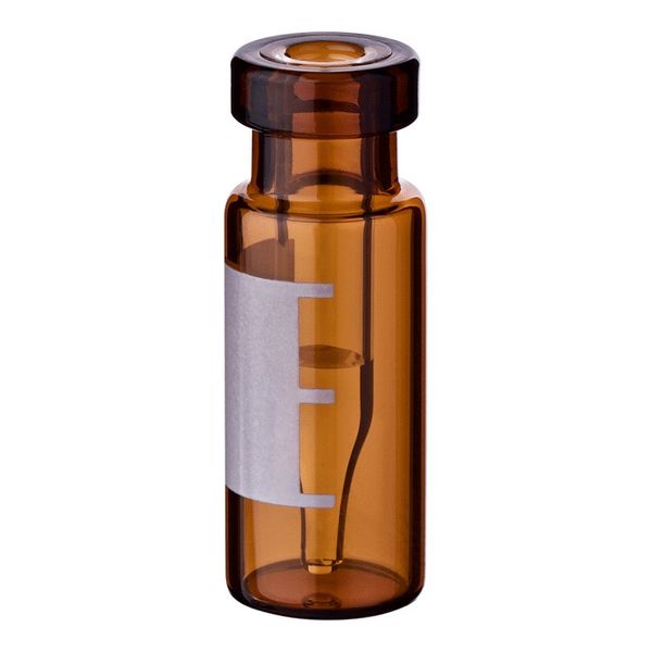 Microsolv Snap Top Vials, Amber Glass, Clear Fused Insert, 300μl with Write-On Patch, 11mm Serum Finish with 12x32mm OD, for use as an autosampler 