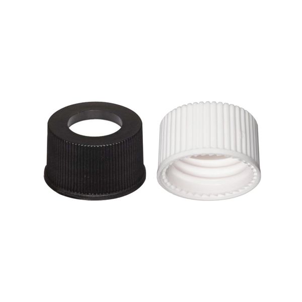 DWK Wheaton Screw cap, PP, black, open Top, with bonded PTFE-coated silicone septum, sizes 13-425, 250 pc/PAK