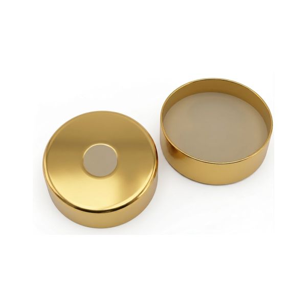 Altmann Analytik 20mm ZeroPeak Closure: Magnetic crimp cap, gold, 8mm hole; ZeroPEAK Septa, silicone natural/PTFE beige, 38° shore A, 3,0mm, 1000 pc/