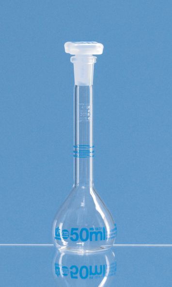 Brand GmbH & Co. KG Volumetric flasks, 3 marks, BLAUBRAND , class A, 25 ml, NS 10/19, Boro 3.3, DE-M, DAkkS certificate