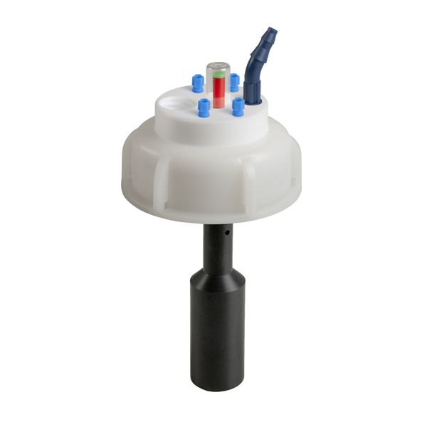 SCAT SafetyWasteCap S65, mechanische Füllstandskontrolle, 4x 2,3/3,2 mm AD, 1x 6,4 - 9 mm ID + Anschluss für Abluftfilter