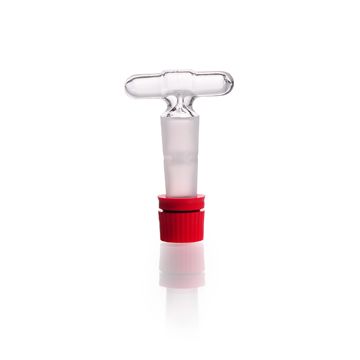 Duran Group DURAN Hahnküken mit Gewinde, hohl, Glasgriff, geschliffen, kompl., NS 14.5, Bohrung 2,5 mm, 50 St/Pkg, mit 3tlg. Hahnsicherung