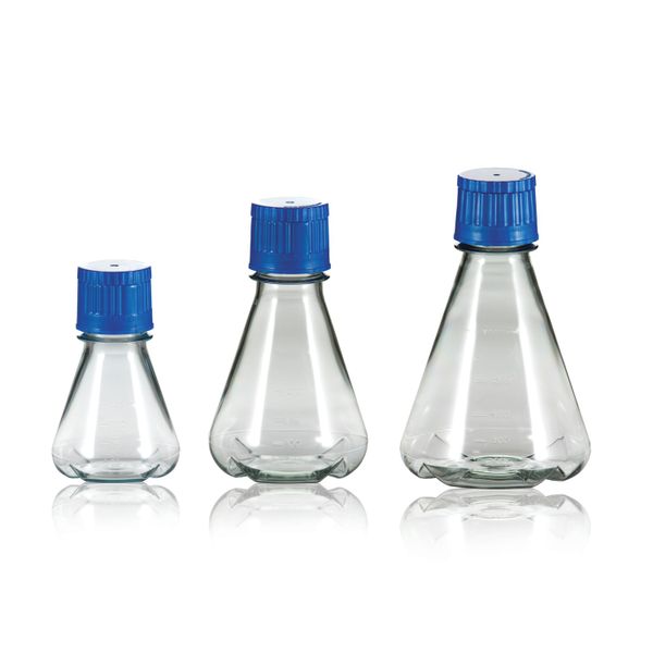 DWK Wheaton Shake flask, PC, 500 ml baffle bottom, sterile, with patented ventilated DuoCap closure, 12 pc/PAK