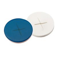 Product Image of Septa, ND13, 12 mm diameter, silicone white/PTFE blue, 55° shore A, 1,5mm, cross slit, 10 x 100 pc