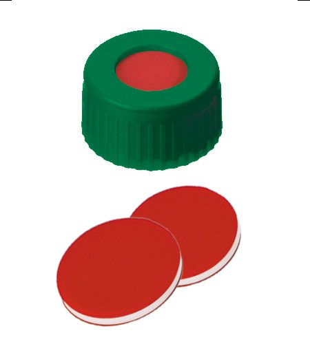 Altmann Analytik ND9 PP Short Thread Cap, green, 1,0mm, PTFE red/Silicone white/PTFE red, 1000/pac