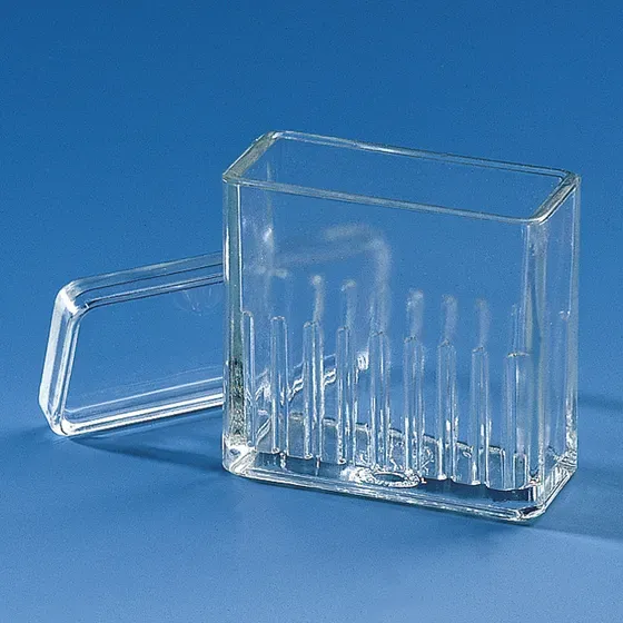 Brand GmbH & Co. KG Staining jar, soda-lime glass, type Hellendahl, with lid, for 16 slides 76x26 mm, 10 pc/PAK