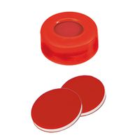 Product Image of Schnappringkappe, ND11: rot mit 6 mm Loch, PTFE rot/Silikon weiß/PTFE rot, harte Kappe, 1,3 mm, 10x100/PAK