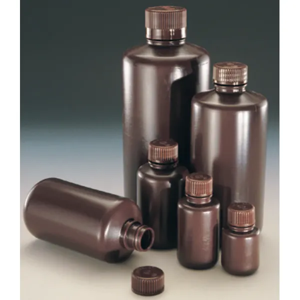 Nalgene Thermo Scientific Enghalsflasche Economy, HDPE, braun, 125 ml, mit Schraubverschluss 24 mm, 72 St/Pkg