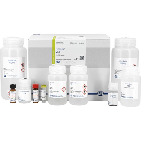 Macherey-Nagel NucleoMag VET, 4 x 96 preps for the isolation of viral RNA/DNA and bacterial DNA from veterinary samples
