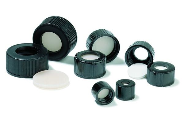 Supelco 8mm open top Schraubverschluss Kappe, PP, schwarz, PTFE/silikon, 100/Pkg
