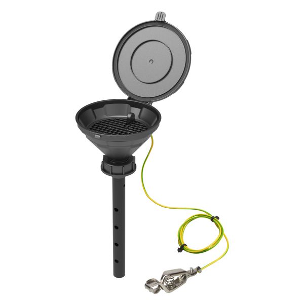 SCAT Funnel with lid ''MARCO'', V2.0, S55, HDPE electrostatic conductive, Lance, Sieve, Funnel 140 mm