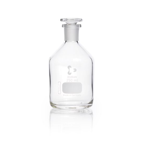 Duran Group Narrow neck bottle, clear glass, NS 19/26, 250 ml, with glass stopper, 10 pc/PAK