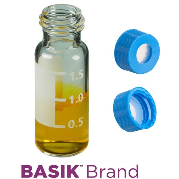 Microsolv EPP Vial, PP clear, 2 ml, Screw Cap blue with AQR Sil/PTFE Septa, Project Triage, Write-on Patch, 100 pc/PAK