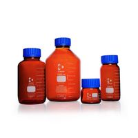 DURAN® GLS 80 Laboratory glass bottle, wide neck, amber, with screw cap and pouring ring (PP), 250ml, 10 pc/PAK