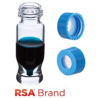 Product Image of Vial & Cap Kit Incl. 100 1.2ml, MRQ, Screw Top, Clear RSA™ Autosampler Vials & 100 light blue Screw Caps with fitted clear AQR Sil/PTFE, ultra-pure pre-slit Septa, RSA Brand Easy Purchase Pack