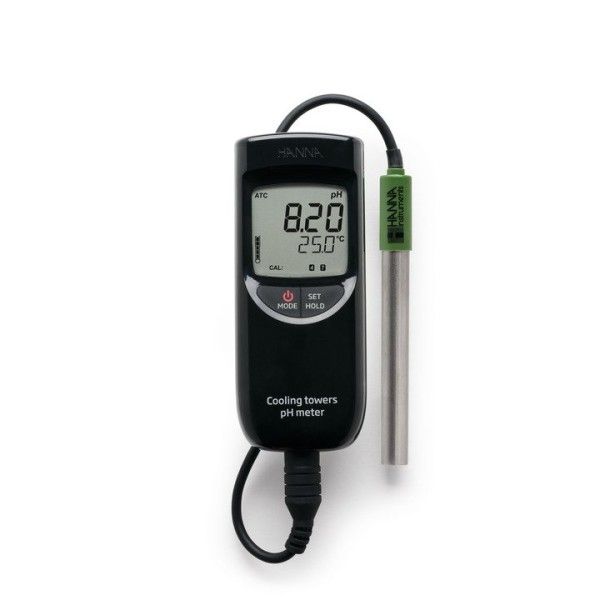 HANNA Instruments Deutschland GmbH pH/°C meter for measurements in boilers and cooling towers, pH -2 to 16, -5 to 105°C, including electrode HI729113