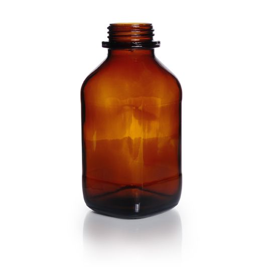 Duran Group Wide neck bottle, amber glass, 1000 ml, square, w/o pour. ring a. cap, 10 pc/PAK