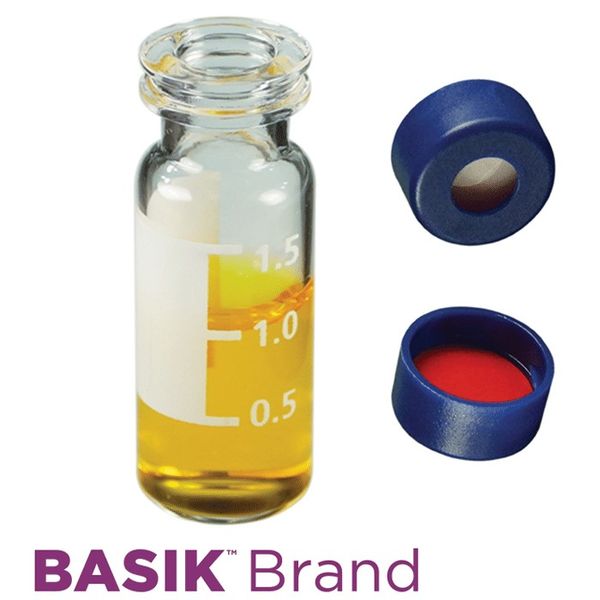 Microsolv EPP Vial, clear, 2 ml, Snap Cap blue with bonded SOFT GUARD Sil/PTFE Septa, Write-on Patch, 100 pc/PAK