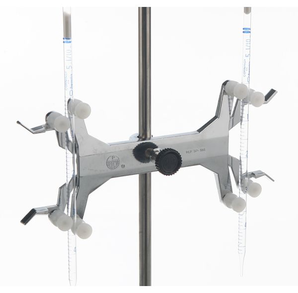 Bochem Bürettenhalter Aluminium mit Muffe, mit Rollenhalterung mit PVC Rollen, Durchmesser=0-13mm