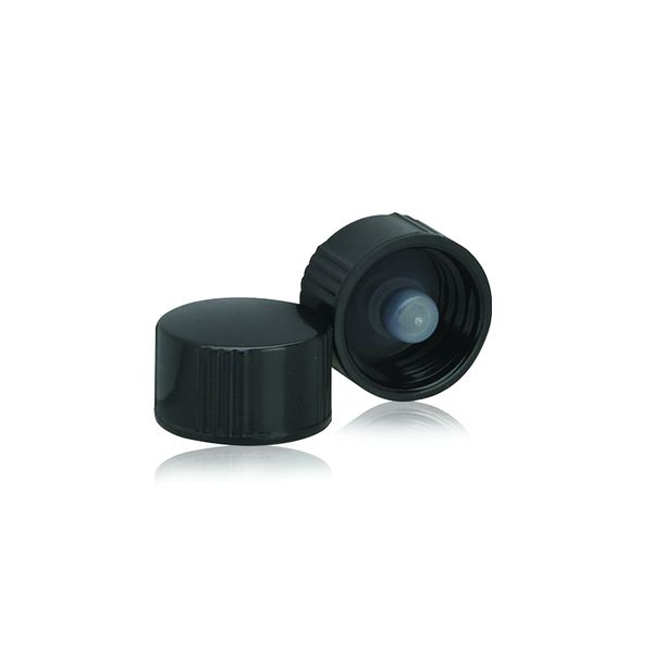 DWK Wheaton PF-Schraubkappe, schwarz, mit PE-Konusdichtung, Größe 20-400, 144 St/Pkg