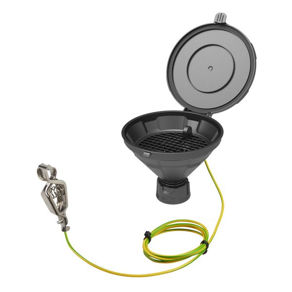 SCAT Deckeltrichter ''MARCO'', V2.0, GL45, HDPE elektrisch ableitfähig, mit herausnehmbarem Sieb und Erdungskabel, Trichter-Durchmesser = 140 mm