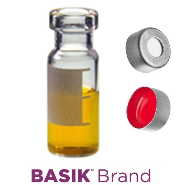 Microsolv EPP Vial, clear, 2 ml, Crimp Cap silver with Rubber/PTFE, Write-on Patch, 100 pc/PAK