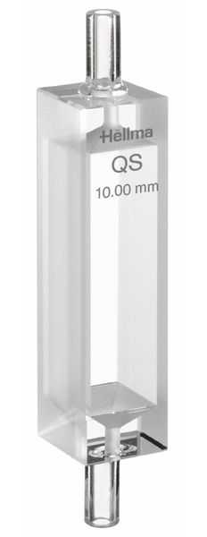 Hellma Durchfluss-Küvette, Typ 130-QS, HP Quarzglas, WL 200-2500 nm, Schichtdicke 10 mm, (HxB) 33x9.5 mm, 3.200 μl, Zu-und Abfluss-Stutzen, für 