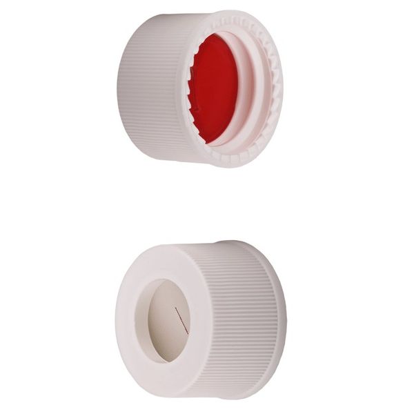 Microsolv Screw Cap white, 13 mm, with white Sil/red PTFE Preslit Fitted Septa, 100 pc/PAK