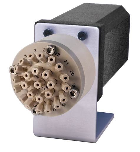 Vici Valco Stator für 24 mpos Dead-end Flow Path Selektor, 1/16'' Fitting, 0,61 mm Port, 50°C / 100psi, für Flüssigkeiten, PEEK