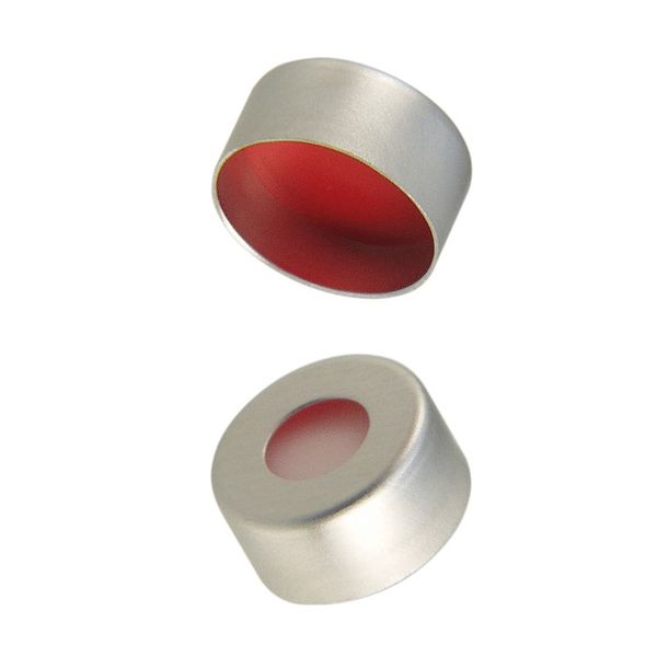 Microsolv Crimp Cap 11 mm, with white Sil/red PTFE Fitted Septa, silver, 1000 pc/PAK