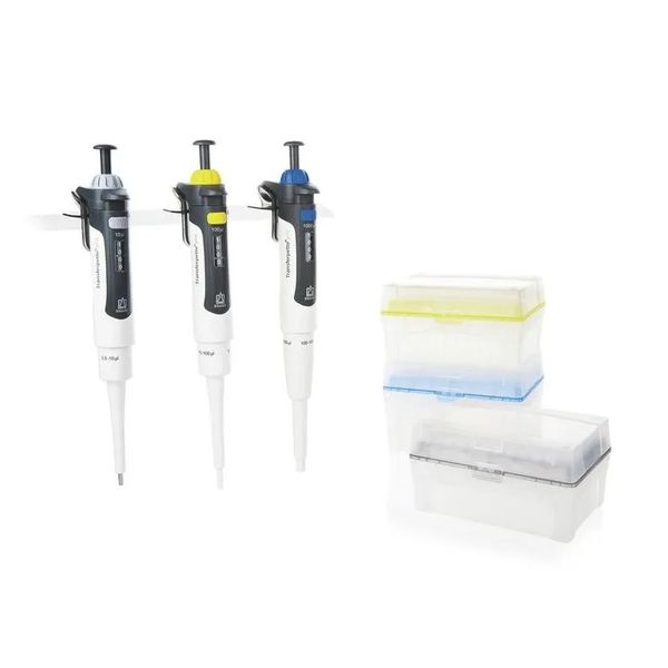 Brand GmbH & Co. KG Starter-Kit Standard Transferpette pro DE-M, 3 Pipetten 10, 100, 1000 μl Typ Variabel, 3 TipBox Pipettenspitzen, 3 Regalhalter