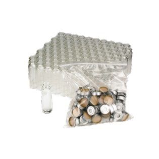 DWK Wheaton 20 ml Headspace-Fläschchen, 20 mm Alu-Bördelkappe mit Überdrucksicherung, PTFE/Silikon-Septen, 100 St/Pkg