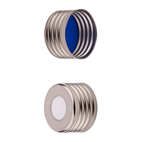 Microsolv Headspace Screw Cap blue, magnetic, 18 mm, with white Sil/blue PTFE Septa, 100 pc/PAK