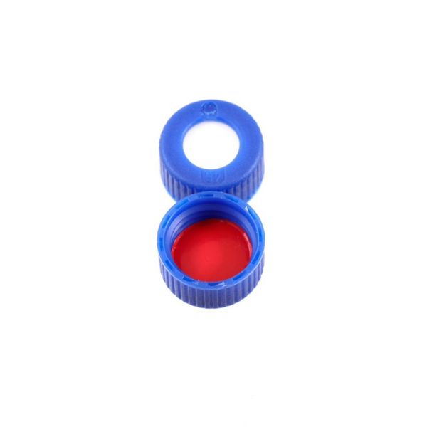 Thermo Fisher Scientific Schraubkappe AVCS SureSTART Level 2, 9 mm, PP blau & Septum Silikon/PTFE weiß/rot, 1 mm, 5000 St/Pkg
