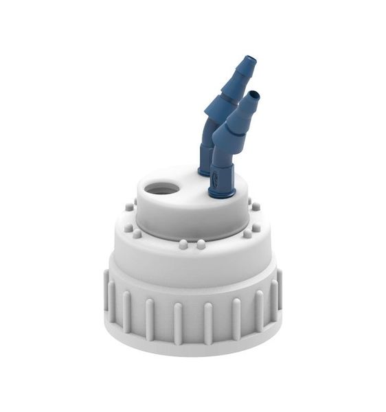 SCAT Safety Waste Cap, B53, 2 x PP hose fittings 5.0 - 11.5 mm ID, 1 x GL14 connection for exhaust air filter