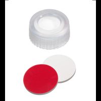 Kurzgewindekappe, ND9 PP, transparent, 1,0 mm, Silikon weiß/PTFE rot, UltraClean, 1000/PAK
