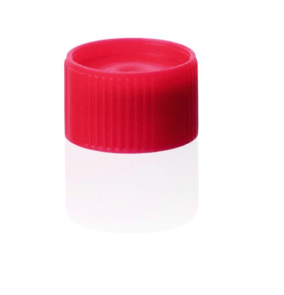 Brand GmbH & Co. KG Schraubdeckel, PP, mit O-Ring-Dicht., SI rot, temperaturbest.-176 bis 121°C, 1000 St/Pkg