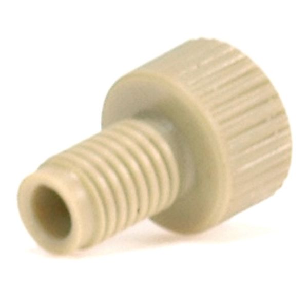 Microsolv Schlauchverbinder Fitting, Niederdruck, zweiteilig, 1/8'', PEEK, natur, großer Kopf, kurz, mit 10-32 Schraubgewinde, für flanschlose 