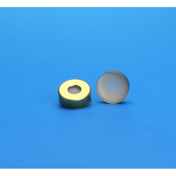 JG Finneran 20 mm Gold Tin Plate Magnetic Seal, 8 mm Hole, 0.100" Tan PTFE/White Silicone Lined, 100 pc/PAK