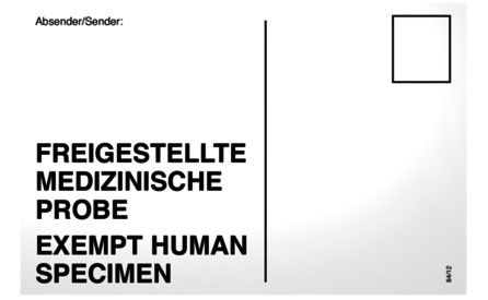 Sarstedt Haftetiketten ''FREIGESTELLTE MEDIZINISCHE PROBE'', 145x95,5 mm, weiß, ablösbar, 1.000 St/Rolle