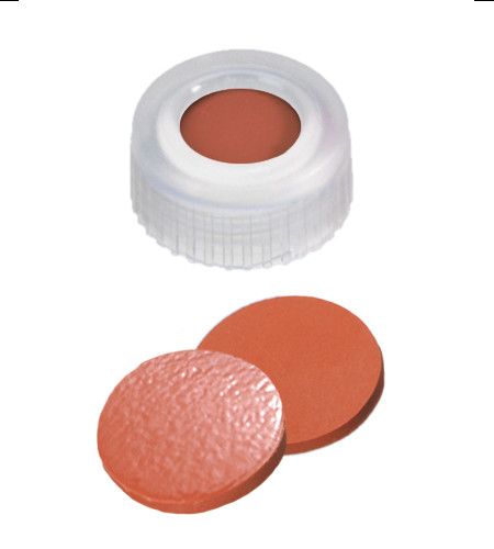 Altmann Analytik Kurzgewindekappe, ND9 PP, 1,0 mm, transparent Nat.Kautsch. rot-orange/TEF transp., 1000/PAK