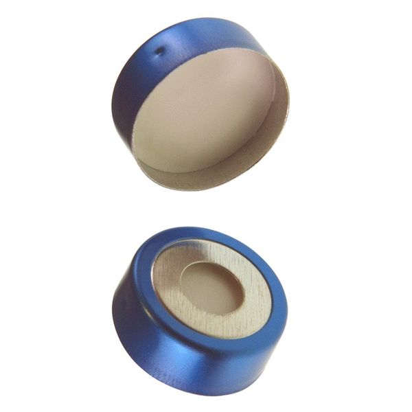 Microsolv Headspace Crimp Cap blue, 20 mm, with white Sil/white PTFE Septa BiMet, Ultra Low Bleed, 100 pc/PAK