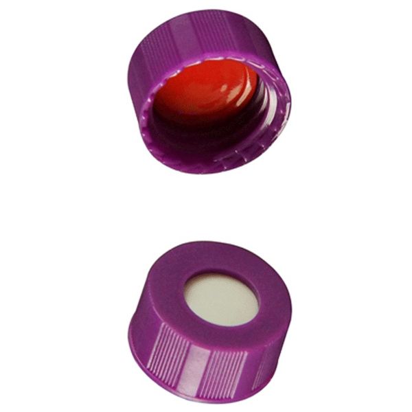 Microsolv Screw Cap purple, knurled PP, with white Sil/red PTFE Septa, bonded, for 9-425mm thread, 12x32mm autosampler vials, 1000 pc/PAK