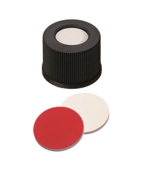 Thermo Fisher Scientific Schraubkappe SureSTART Level 2, 13 mm, PP schwarz & Septum Silikon/PTFE weiß/rot, 1,5 mm, 100 St/Pkg