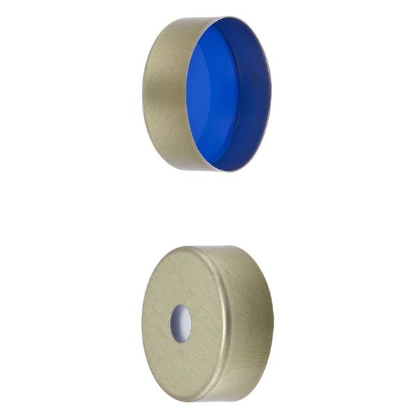 Microsolv Headspace Crimp Cap gold, magnetic, 20 mm, with white Sil/blue PTFE Septa, 100 pc/PAK