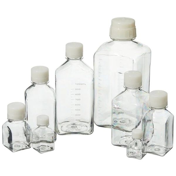 Nalgene Thermo Scientific Vierkant-Medienflasche, PETG, 500 ml, mit Schraubverschluss, steril, 40 St/Pkg
