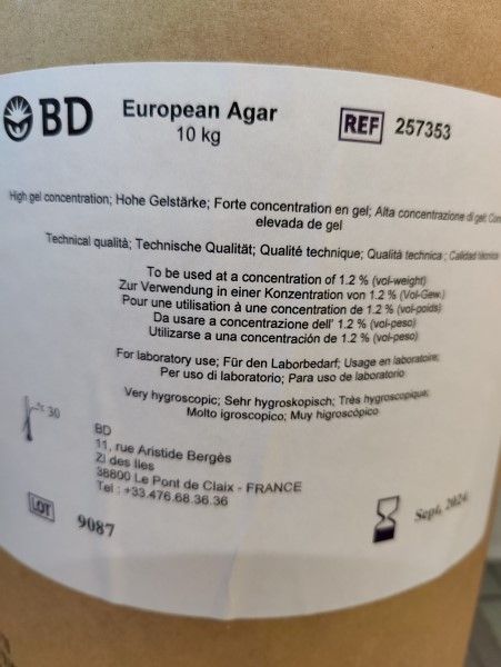 Becton Dickinson European Agar Difco, 10 kg